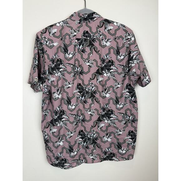 Ted Baker Men’s Pink tiger Floral Button Up Short Sleeve Shirt Size 6 XL - Picture 4 of 7